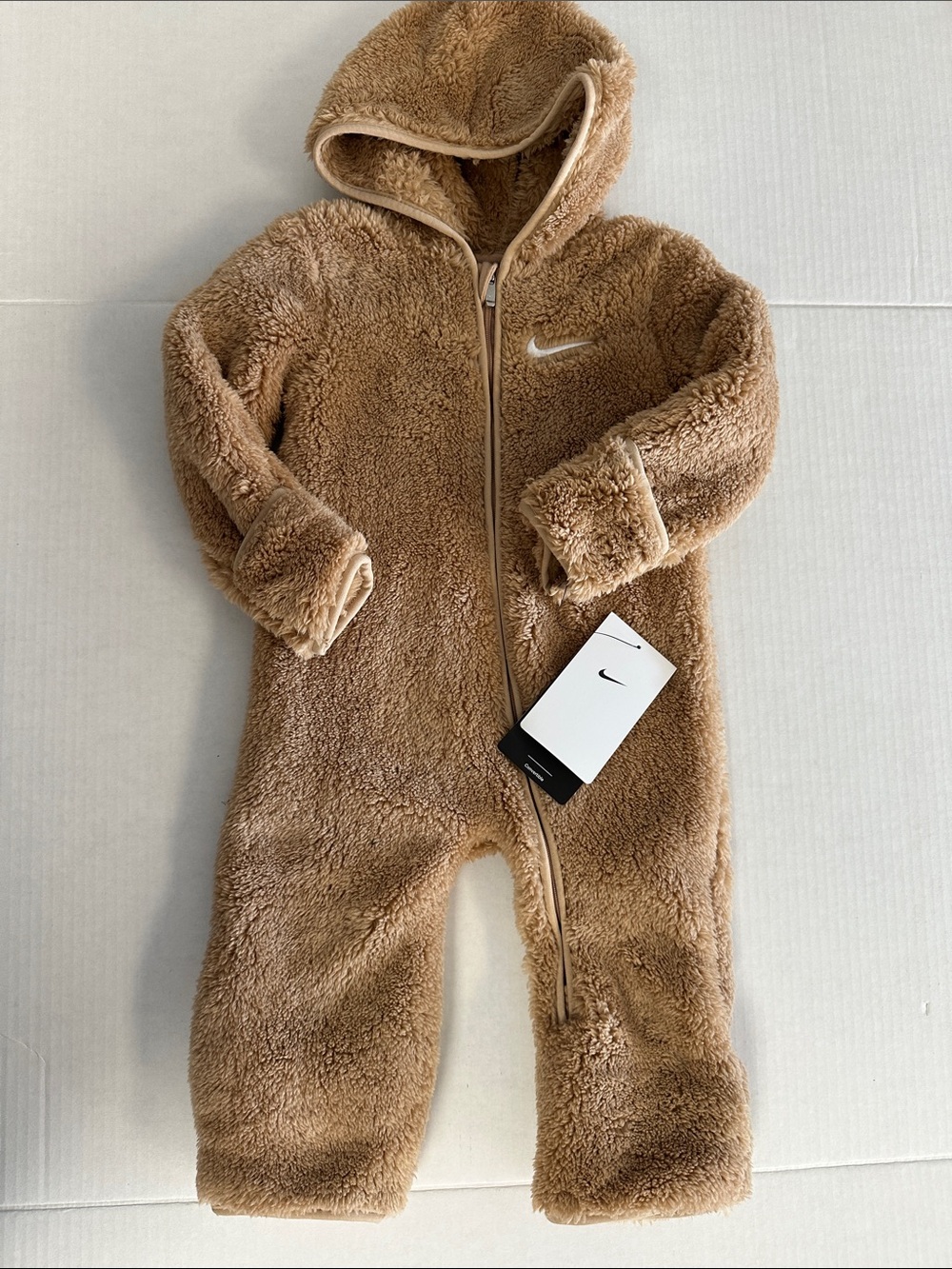 Nike Sherpa Teddy Bear Bunting Romper NEW 9m